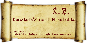 Kosztolánczi Nikoletta névjegykártya